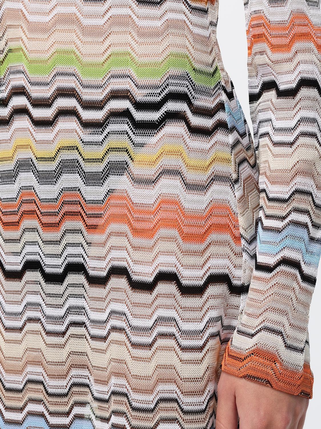 MISSONI ABITO: Mini abito a tubino Missoni con motivo a zig zag multicolor e scollo a V, Fantasia - Img 4