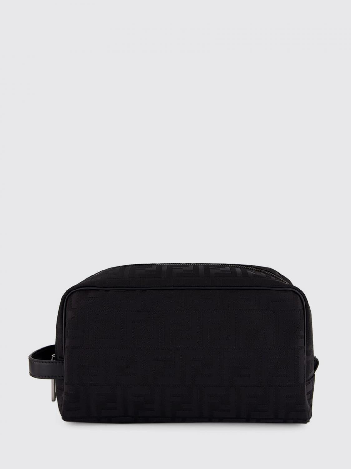 FENDI BEAUTY ACCESSORIES: Fendi Medium Nylon Travel Beauty Case with Jacquard FF Monogram, Black - Img 1