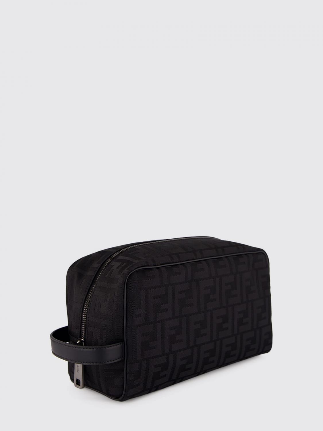 FENDI BEAUTY ACCESSORIES: Fendi Medium Nylon Travel Beauty Case with Jacquard FF Monogram, Black - Img 2