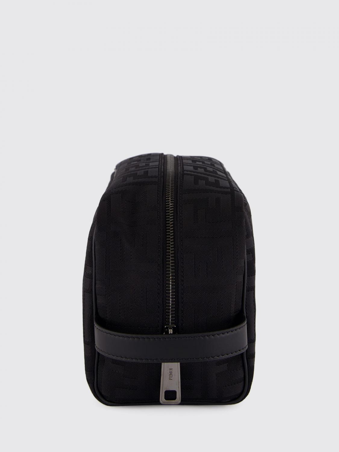 FENDI BEAUTY ACCESSORIES: Fendi Medium Nylon Travel Beauty Case with Jacquard FF Monogram, Black - Img 4
