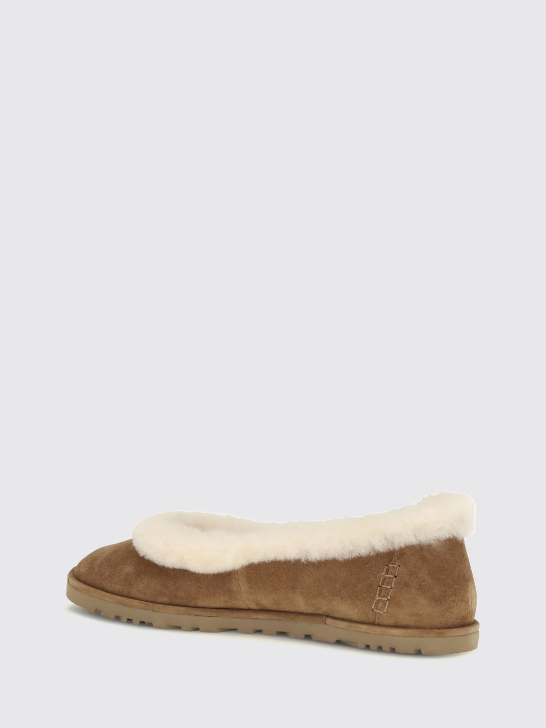 UGG BALLET FLAT: UGG Zora Suede Ballerina Flats with Shearling Lining, Walnut - Img 3