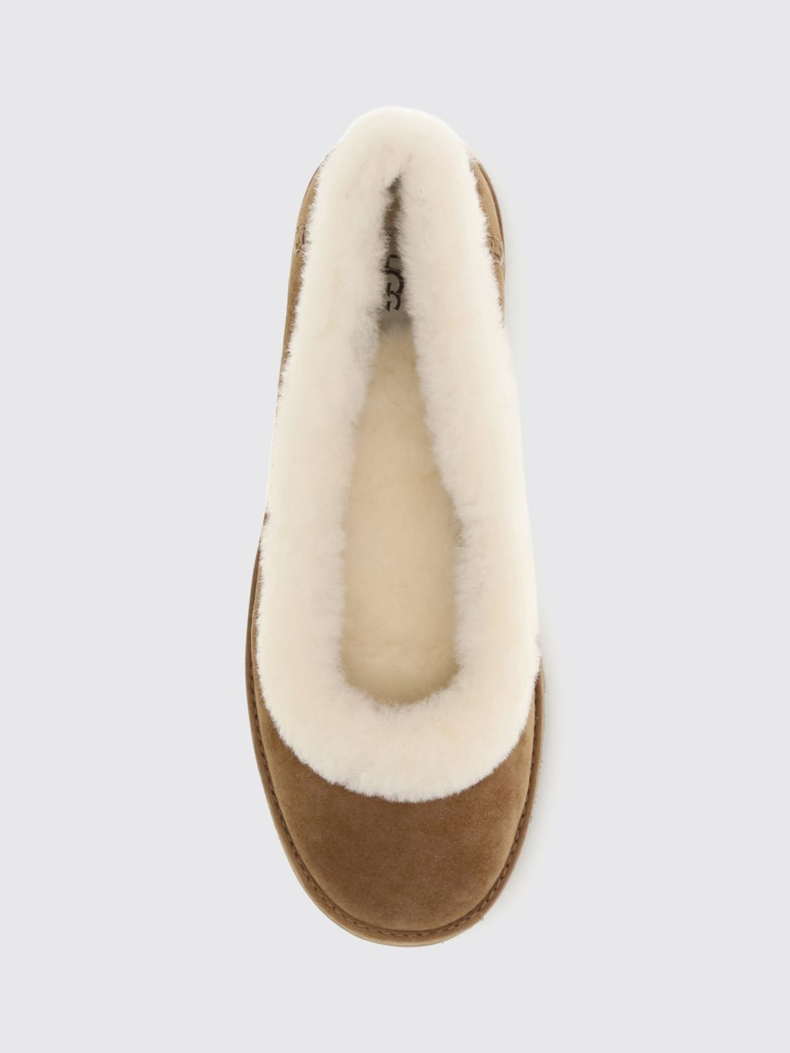UGG BALLET FLAT: UGG Zora Suede Ballerina Flats with Shearling Lining, Walnut - Img 4