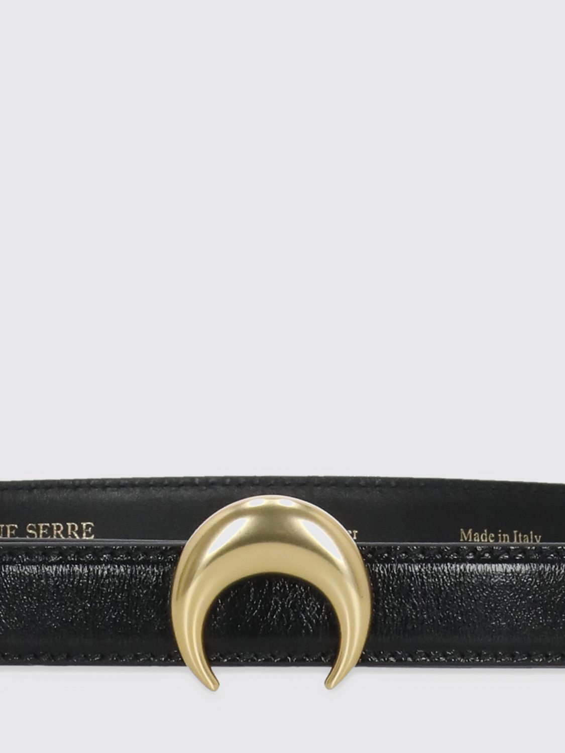 MARINE SERRE CINTURA: Cintura Marine Serre in pelle con fibbia monogramma Crescent Moon, Nero - Img 2