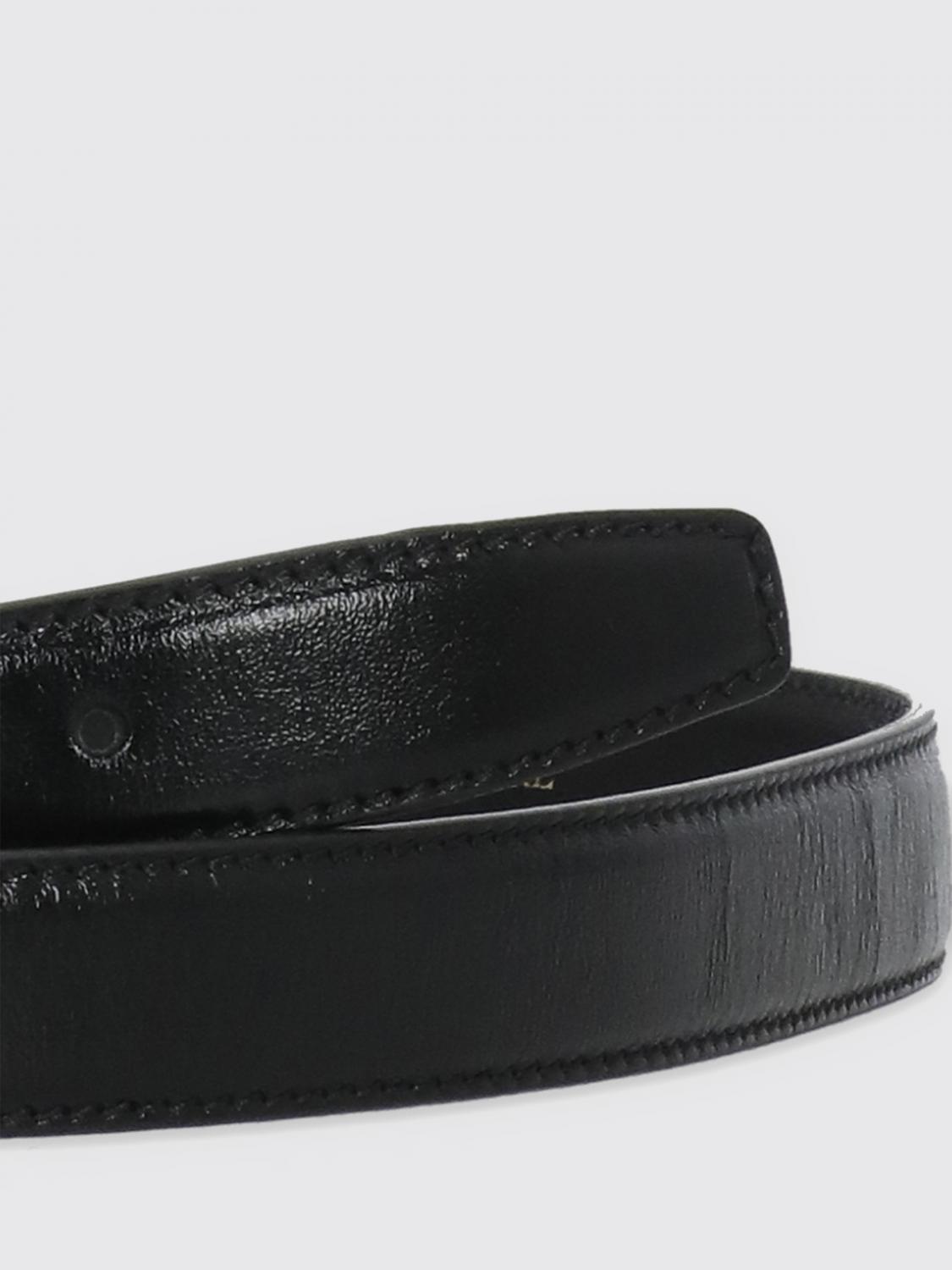 MARINE SERRE CINTURA: Cintura Marine Serre in pelle con fibbia monogramma Crescent Moon, Nero - Img 3