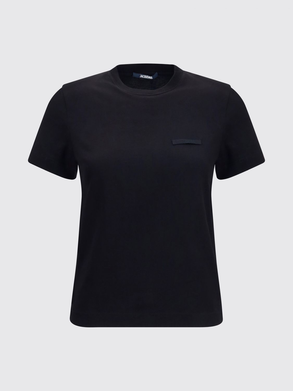 JACQUEMUS CAMISETA: Camiseta Jacquemus de manga corta en algodón elástico con cuello redondo, Negro - Img 2