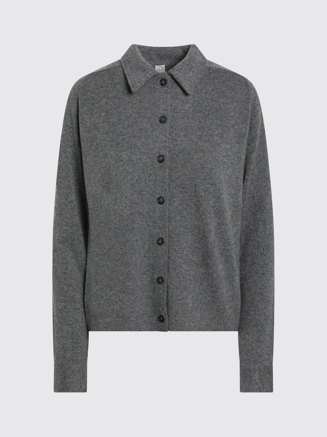TOTEME JERSEY: Cárdigan Toteme de manga larga y cuello polo en pura cachemira negra, Gris - Img 2