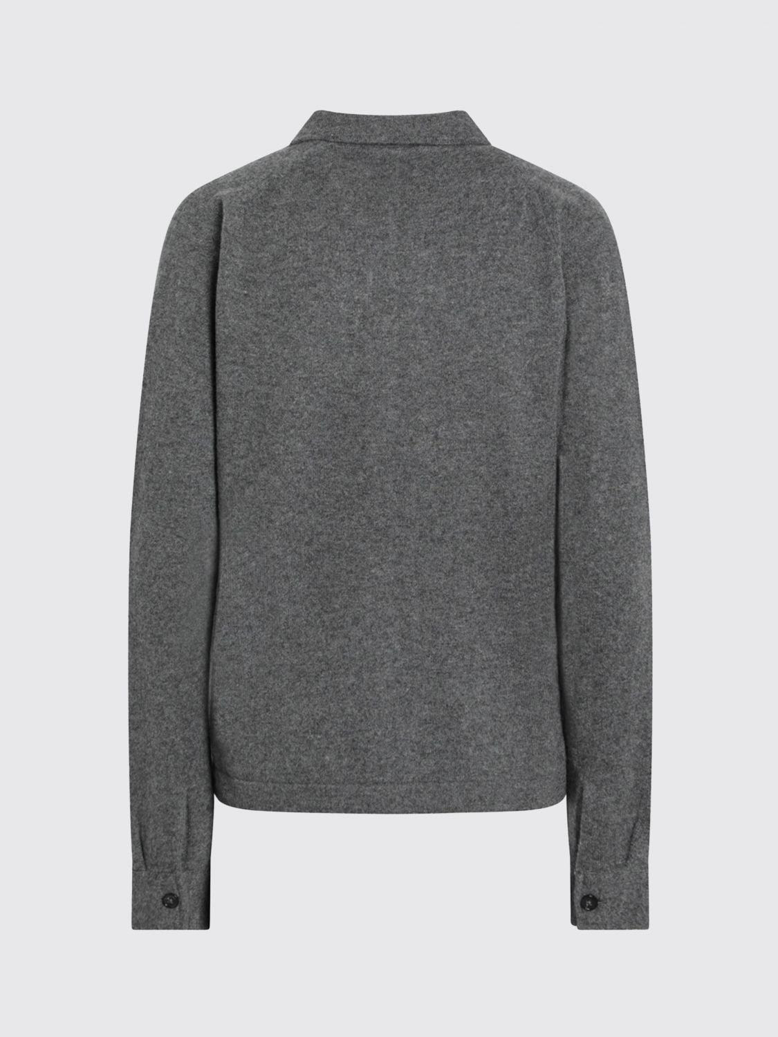 TOTEME JERSEY: Cárdigan Toteme de manga larga y cuello polo en pura cachemira negra, Gris - Img 3