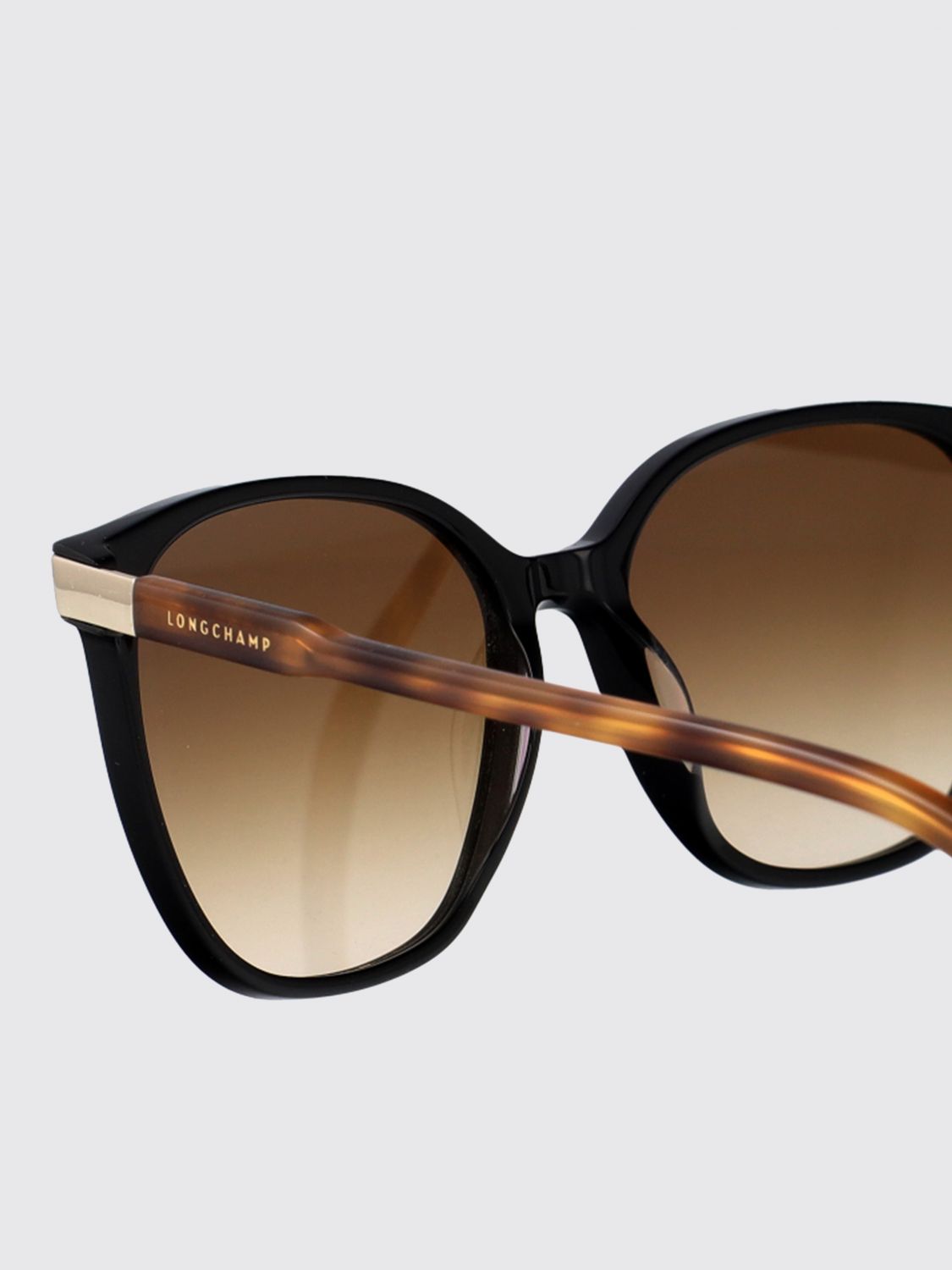 LONGCHAMP GAFAS DE SOL: Gafas de sol oversize Longchamp de carey en forma de lágrima con logo, Negro - Img 4