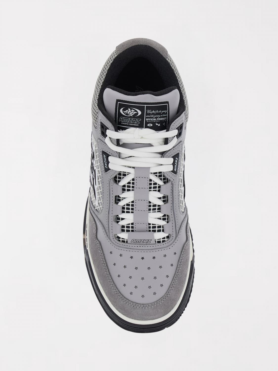 AMIRI ZAPATILLAS: Zapatillas MA-94 Amiri de piel y malla con monograma y detalles de ante, Gris - Img 4