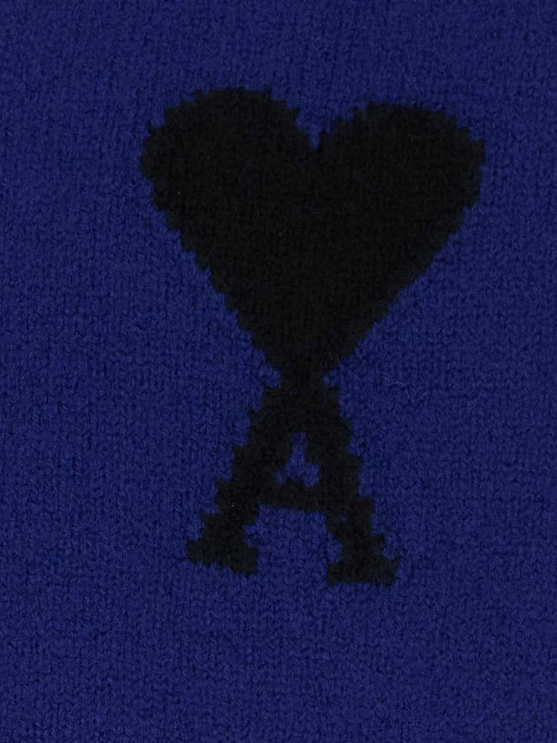 AMI PARIS JERSEY: Jersey de cuello redondo Ami Paris de lana con logo en contraste, Azul Marino - Img 4