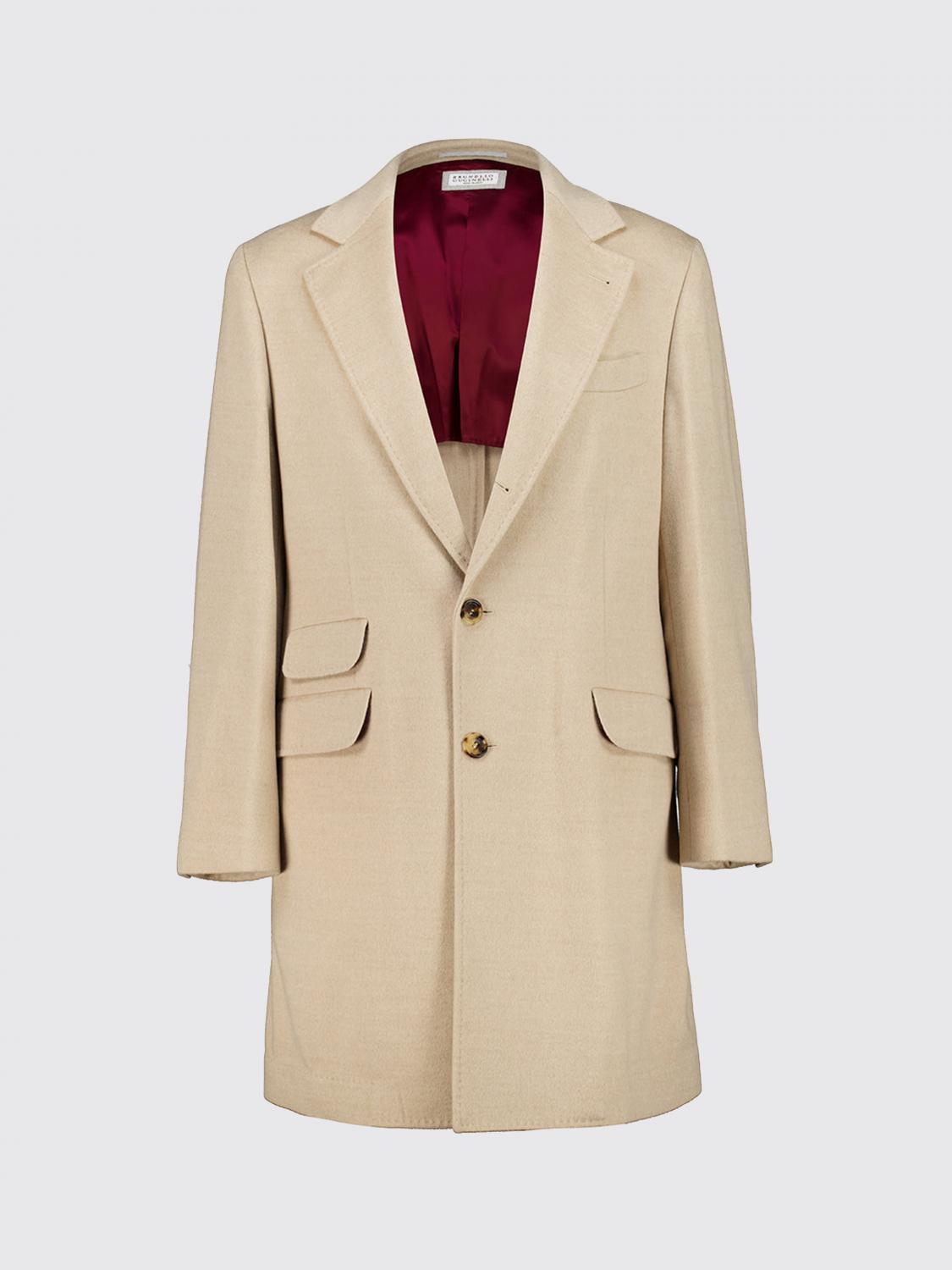 BRUNELLO CUCINELLI COAT: Brunello Cucinelli Single-Breasted Pure Cashmere Coat with Notch Lapels, Beige - Img 2