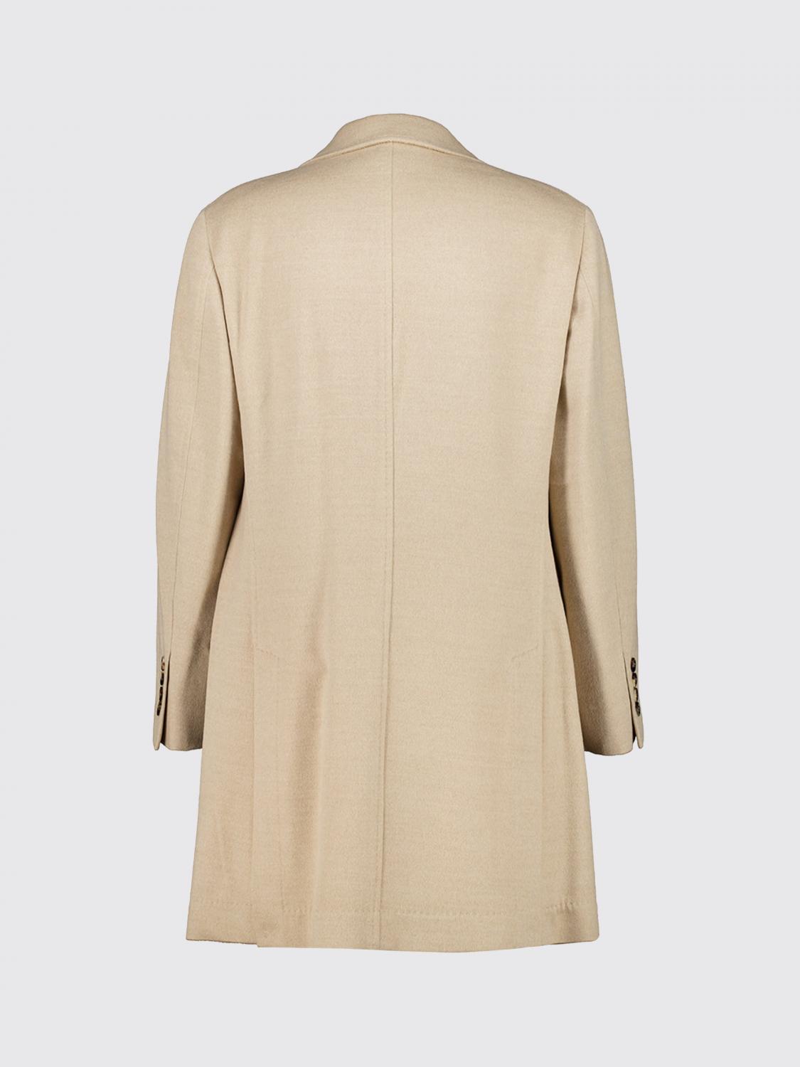 BRUNELLO CUCINELLI COAT: Brunello Cucinelli Single-Breasted Pure Cashmere Coat with Notch Lapels, Beige - Img 3
