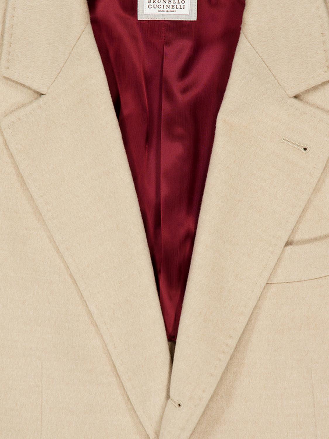BRUNELLO CUCINELLI COAT: Brunello Cucinelli Single-Breasted Pure Cashmere Coat with Notch Lapels, Beige - Img 4
