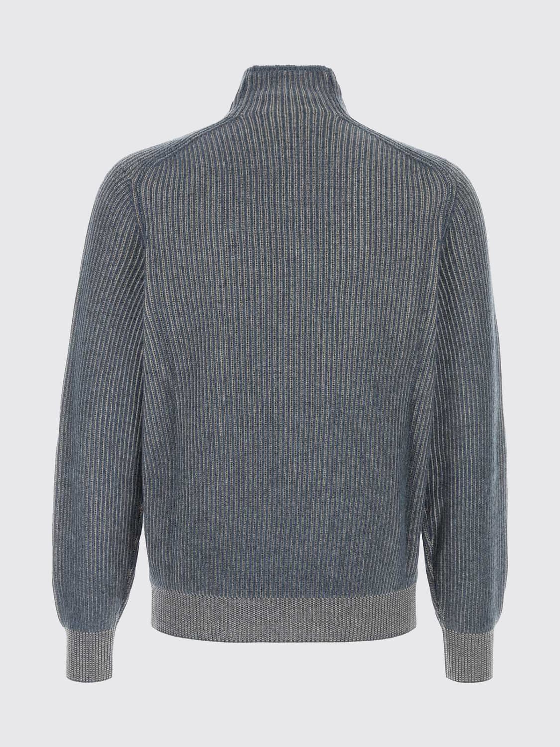BRUNELLO CUCINELLI SWEATER: Brunello Cucinelli High-Neck Jumper in Pure Sand-Coloured Cashmere, Blue - Img 3