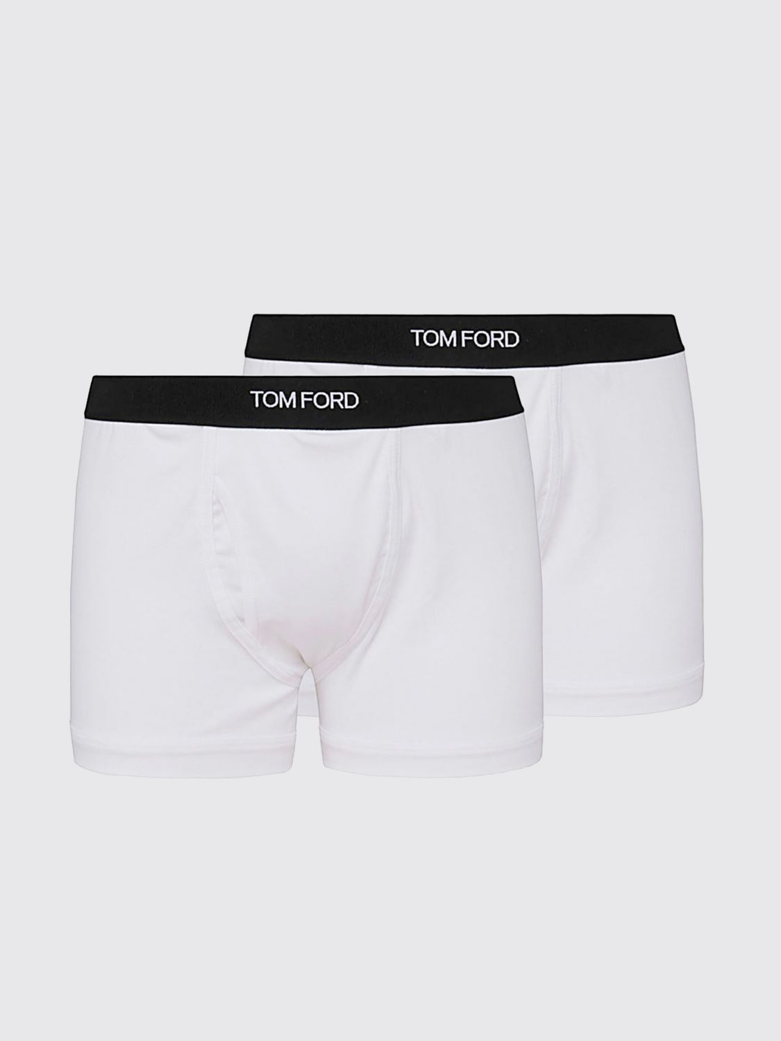 TOM FORD INTIMO: Set di due boxer Tom Ford in cotone stretch con fascia logata, Bianco - Img 1
