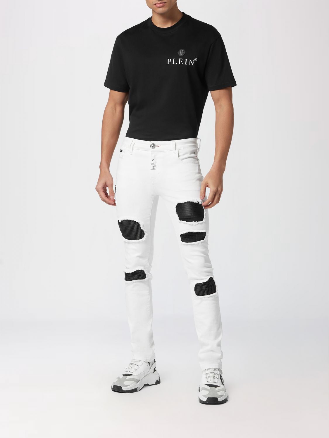 PHILIPP PLEIN 牛仔裤: 牛仔裤 男士 Philipp Plein, 白色 - Img 2