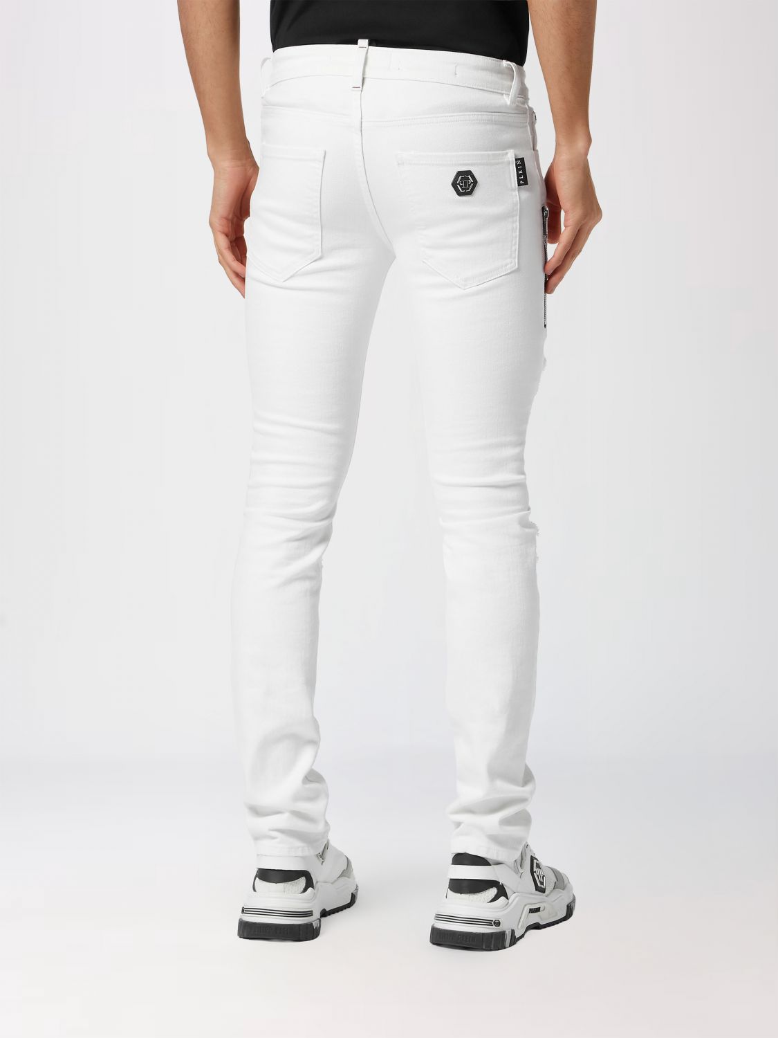 PHILIPP PLEIN 牛仔裤: 牛仔裤 男士 Philipp Plein, 白色 - Img 3