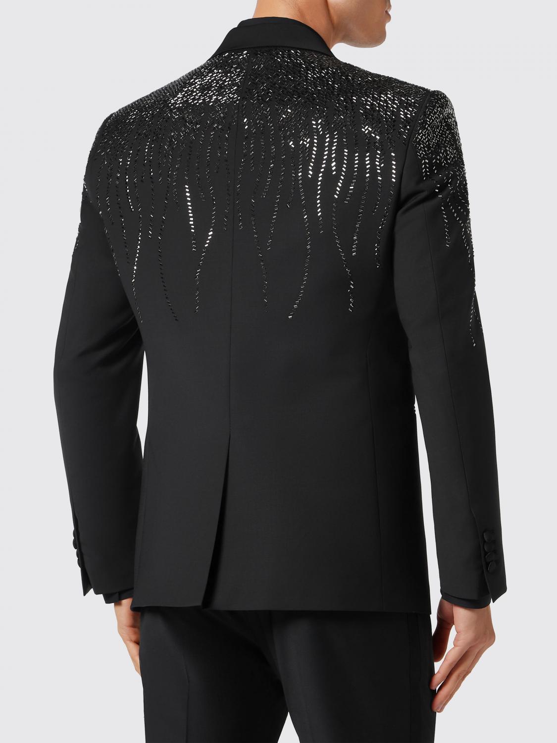 PHILIPP PLEIN 西装外套: 西装外套 男士 Philipp Plein, 黑色 - Img 3