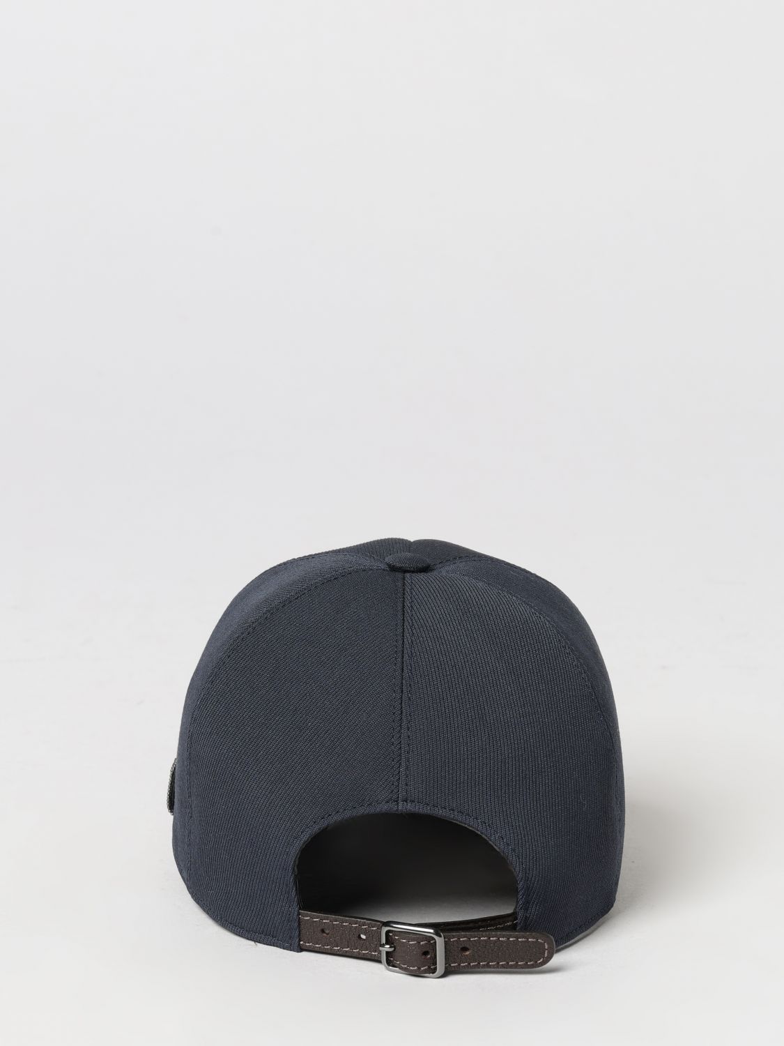 BRUNELLO CUCINELLI HAT: Brunello Cucinelli Cotton Twill Baseball Cap with Monili Embellishment, Navy - Img 3