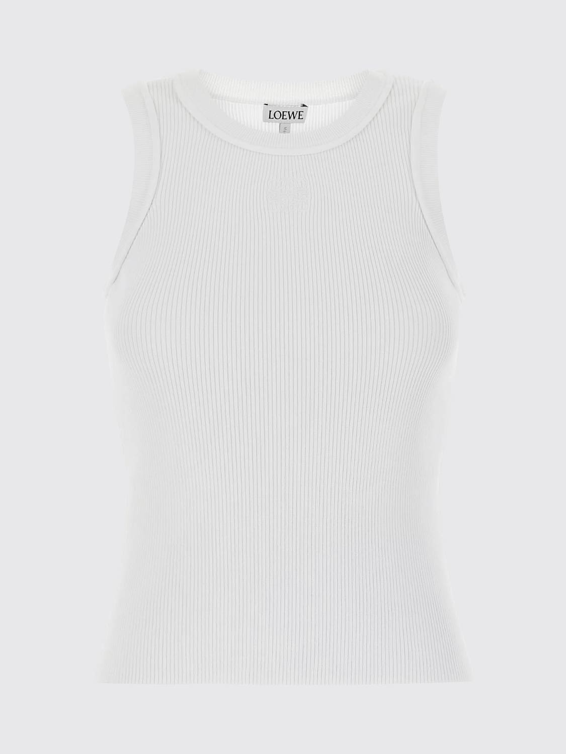 LOEWE TOP: Top sin mangas Loewe de viscosa elástica con monograma en jacquard, Blanco - Img 2