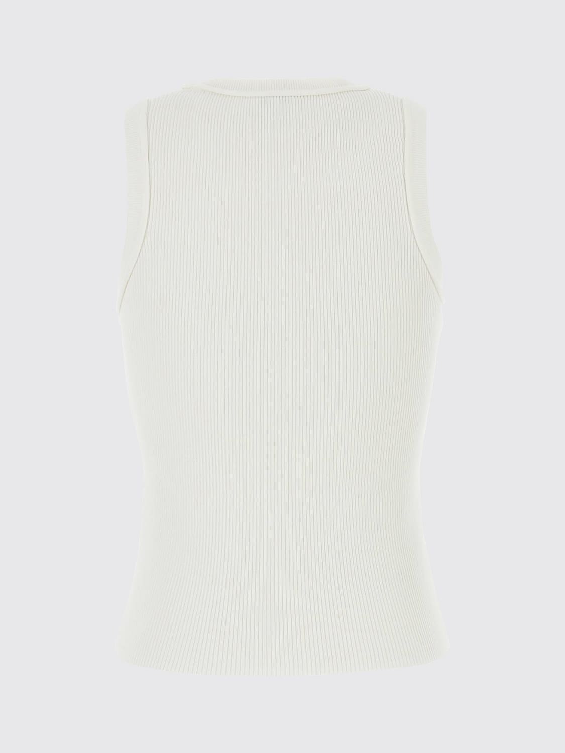 LOEWE TOP: Top sin mangas Loewe de viscosa elástica con monograma en jacquard, Blanco - Img 3