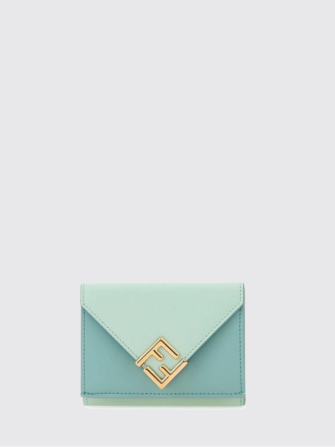 FENDI GELDBÖRSE: FF Diamonds Tri-Fold Portemonnaie Fendi aus genarbtem Leder mit Monogramm, Braun - Img 1