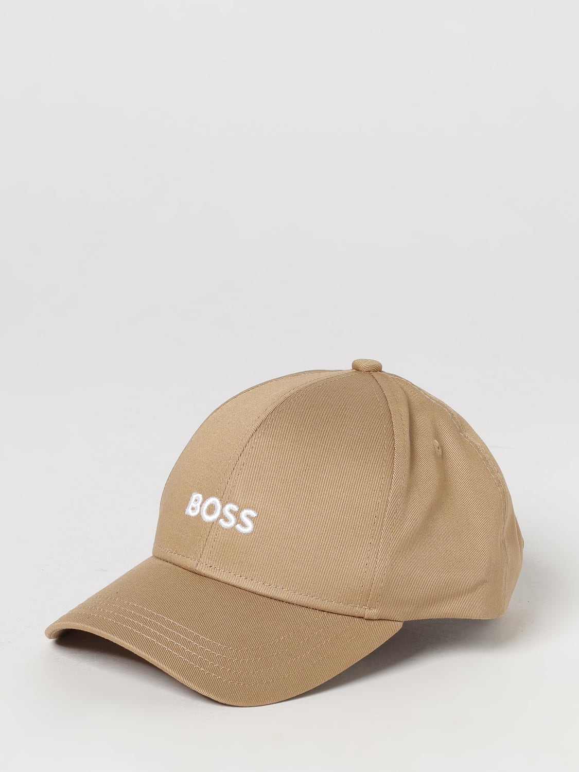 BOSS HAT: Boss Cotton Twill Baseball Cap with Embroidered Logo and Adjustable Strap, Beige - Img 1