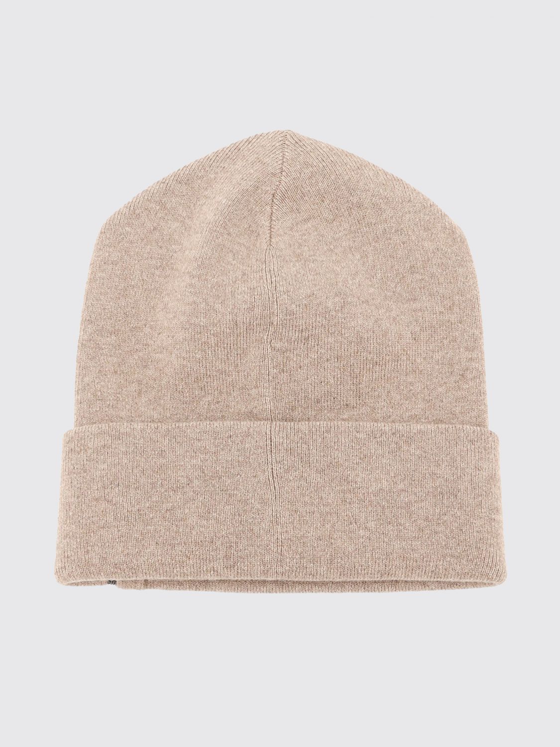 BRUNELLO CUCINELLI HAT: Brunello Cucinelli Cuffed Pure Cashmere Beanie with Monili Embellishment, Brown - Img 2
