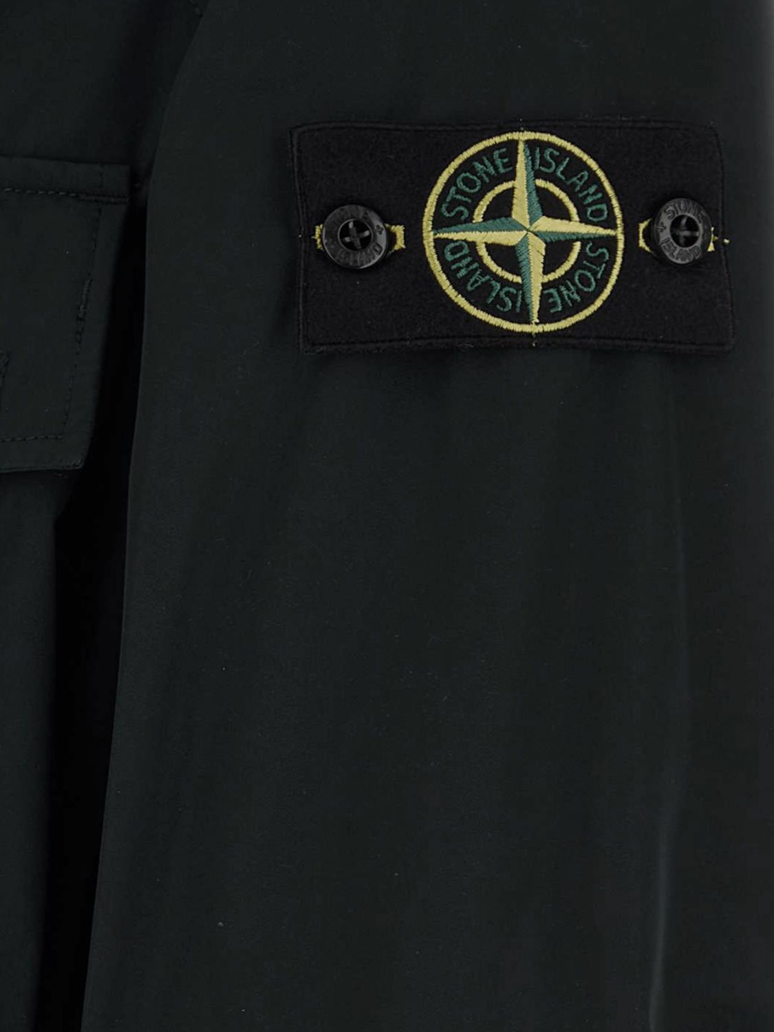 STONE ISLAND COAT: Stone Island Short Technical Twill Parka with High Neck and Compass Logo, Black - Img 4