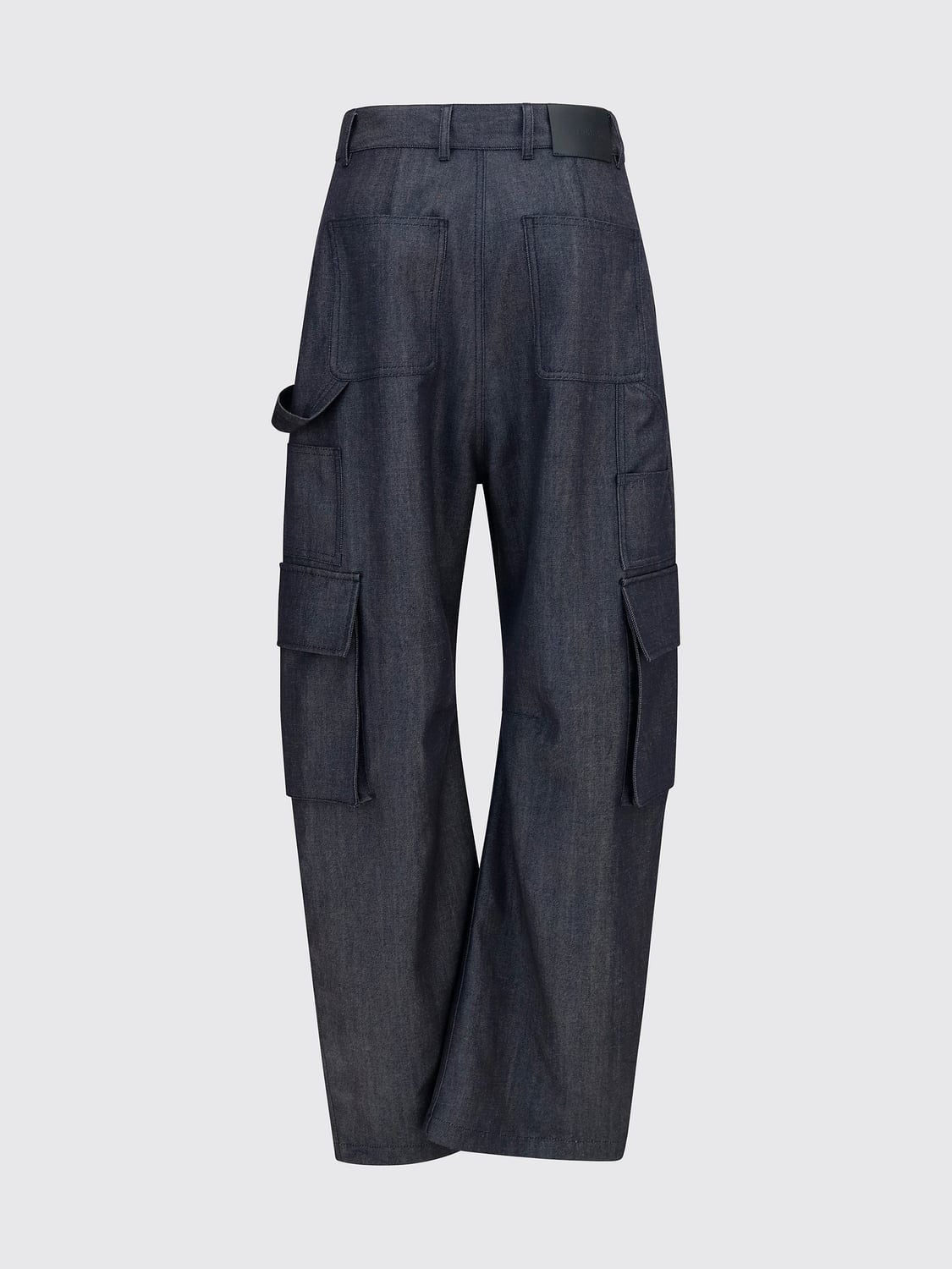 BALENCIAGA PANTALONES: Pantalones cargo anchos Balenciaga de lana con talle alto y pernera ancha, Azul Marino - Img 3