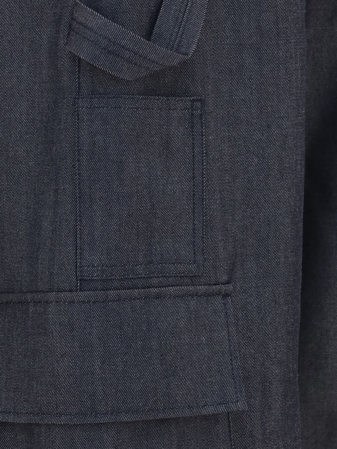 BALENCIAGA PANTALONES: Pantalones cargo anchos Balenciaga de lana con talle alto y pernera ancha, Azul Marino - Img 4