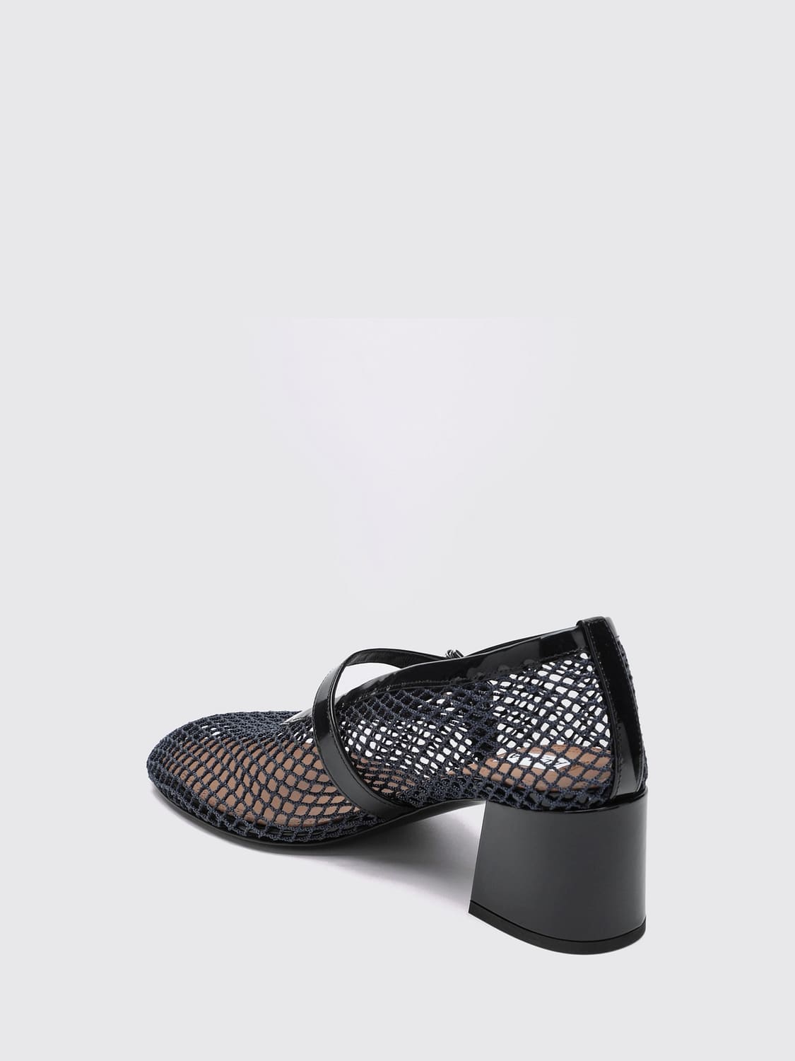 ALAÏA PUMPS: Alaïa Mary-Jane-Pumps aus Lackleder und Mesh mit mittlerem Blockabsatz, Tinte - Img 3