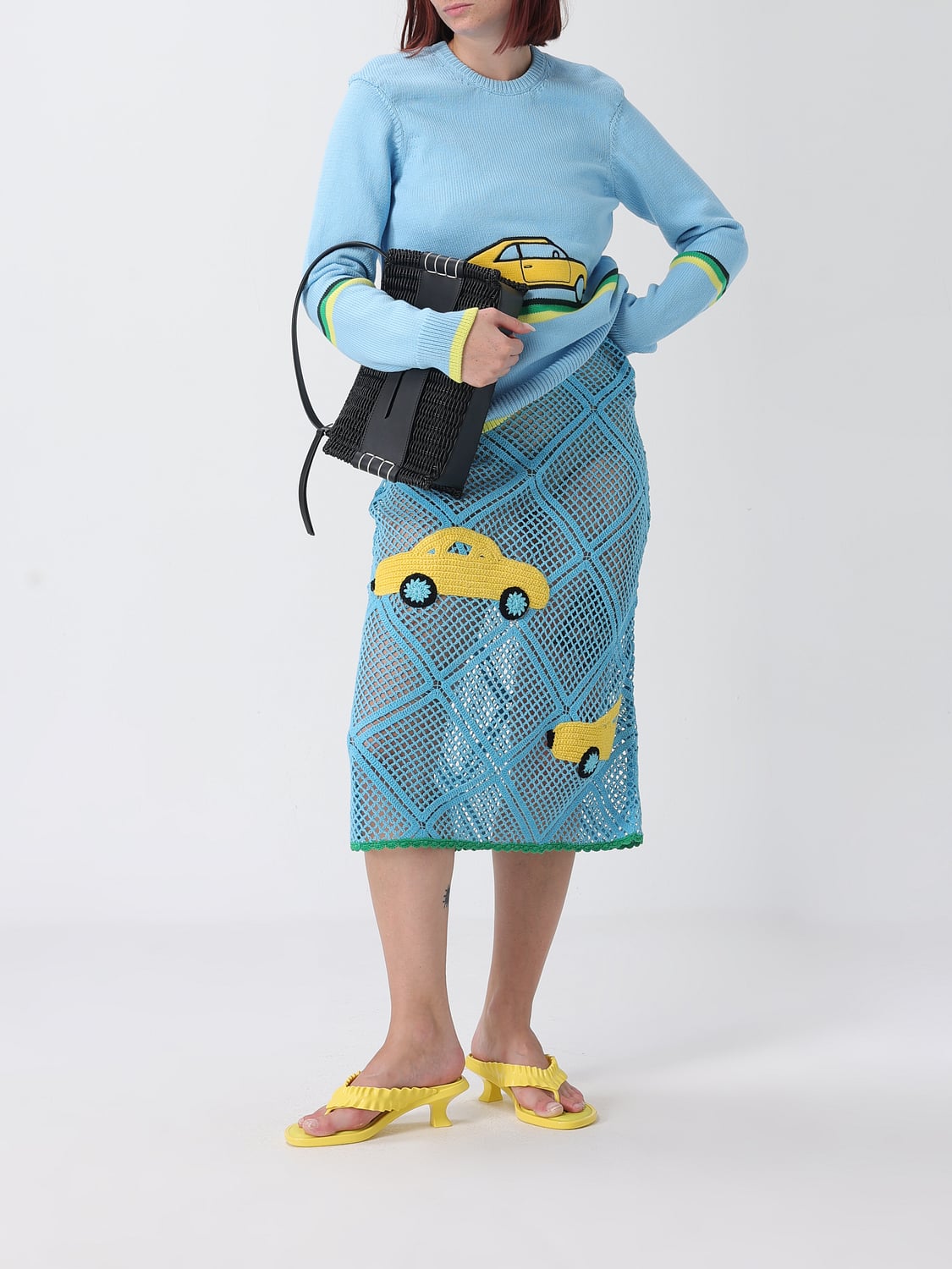 JW ANDERSON PULLOVER: Baumwollpullover JW Anderson mit Rundhalsausschnitt und kontrastierendem Grafikprint, Blau - Img 2