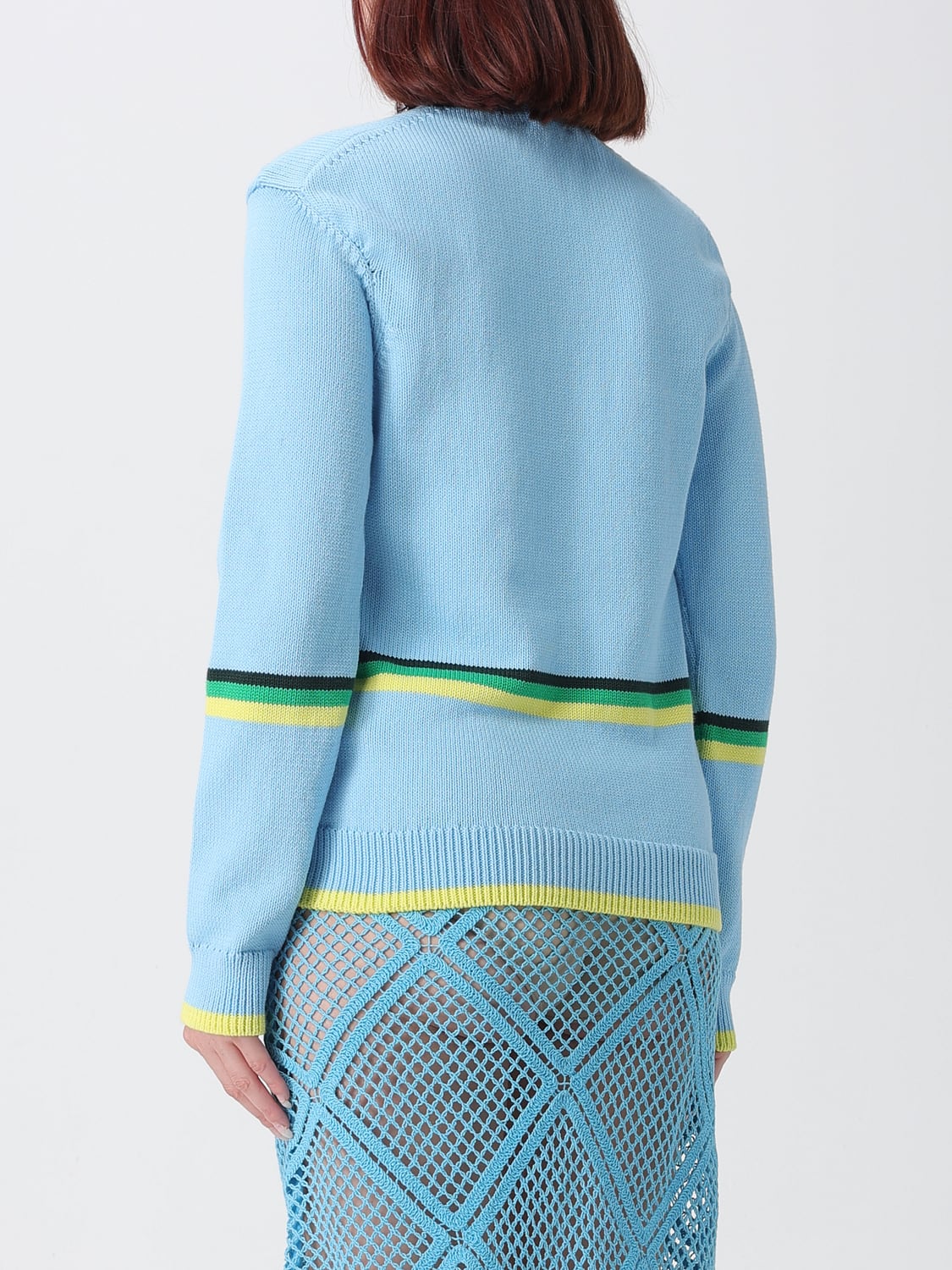 JW ANDERSON PULLOVER: Baumwollpullover JW Anderson mit Rundhalsausschnitt und kontrastierendem Grafikprint, Blau - Img 3