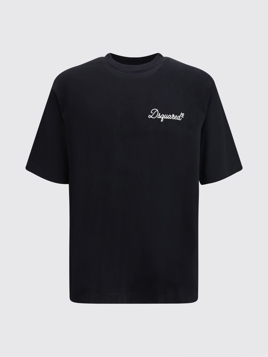 DSQUARED2 CAMISETA: Camiseta Dsquared2 de algodón con cuello redondo y logo frontal en contraste, Negro - Img 2