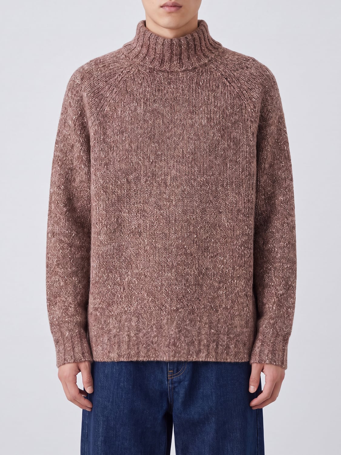 BRUNELLO CUCINELLI SWEATER: Slim Fit Brunello Cucinelli Roll Neck Jumper in Fine Cashmere and Silk, Brown - Img 1