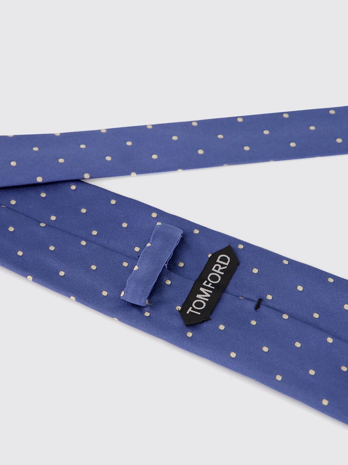 TOM FORD TIE: Classic Polka Dot Tie Tom Ford in Pure Jacquard Silk, Navy - Img 2