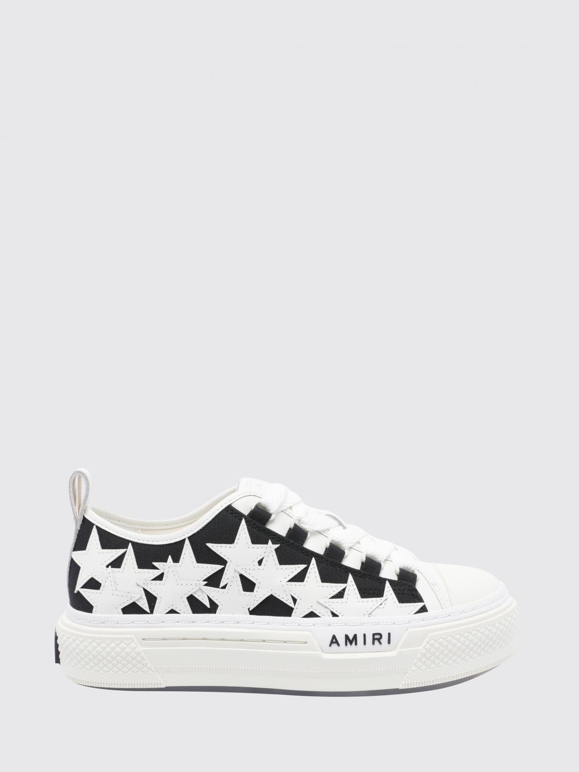 AMIRI 스니커즈: AMIRI 스타 아플리케가 있는 가죽 및 캔버스 소재의 스타 코트 스니커즈, 블랙 - Img 1
