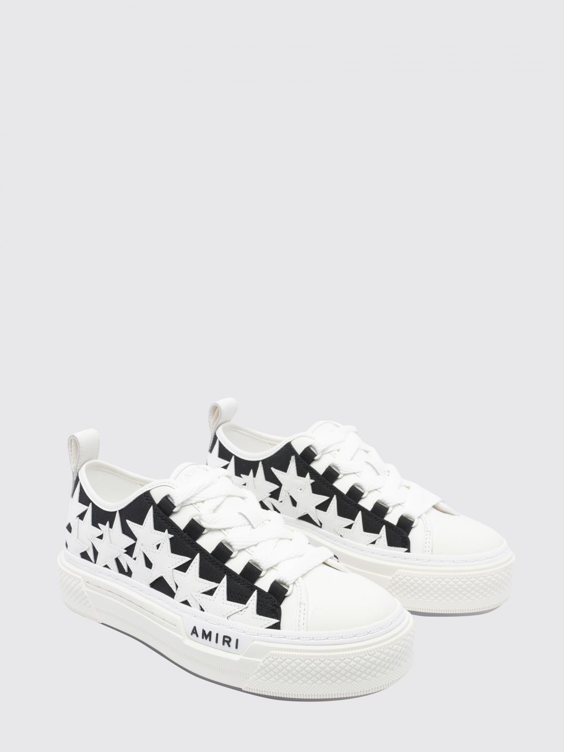 AMIRI 스니커즈: AMIRI 스타 아플리케가 있는 가죽 및 캔버스 소재의 스타 코트 스니커즈, 블랙 - Img 2