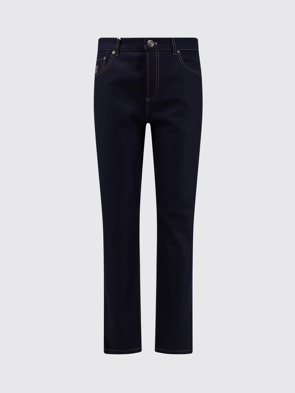 BRUNELLO CUCINELLI JEANS: Five-Pocket Straight-Leg Trousers Brunello Cucinelli Crafted in Wool Felt, Blue - Img 2