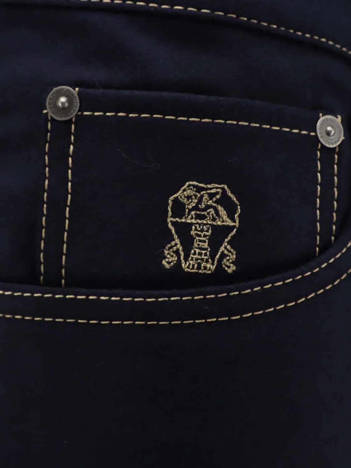 BRUNELLO CUCINELLI JEANS: Five-Pocket Straight-Leg Trousers Brunello Cucinelli Crafted in Wool Felt, Blue - Img 4