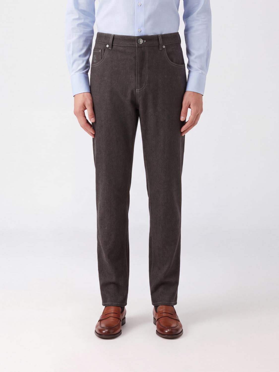 BRUNELLO CUCINELLI JEANS: Five-Pocket Straight-Leg Trousers Brunello Cucinelli Crafted in Wool Felt, Grey 1 - Img 1