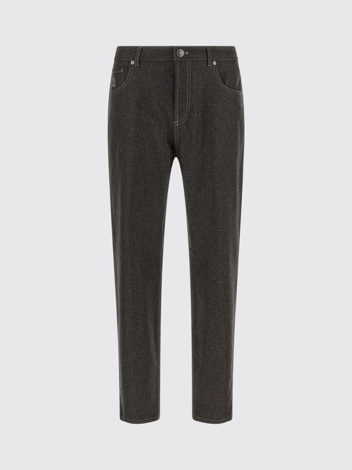 BRUNELLO CUCINELLI JEANS: Five-Pocket Straight-Leg Trousers Brunello Cucinelli Crafted in Wool Felt, Grey 1 - Img 2