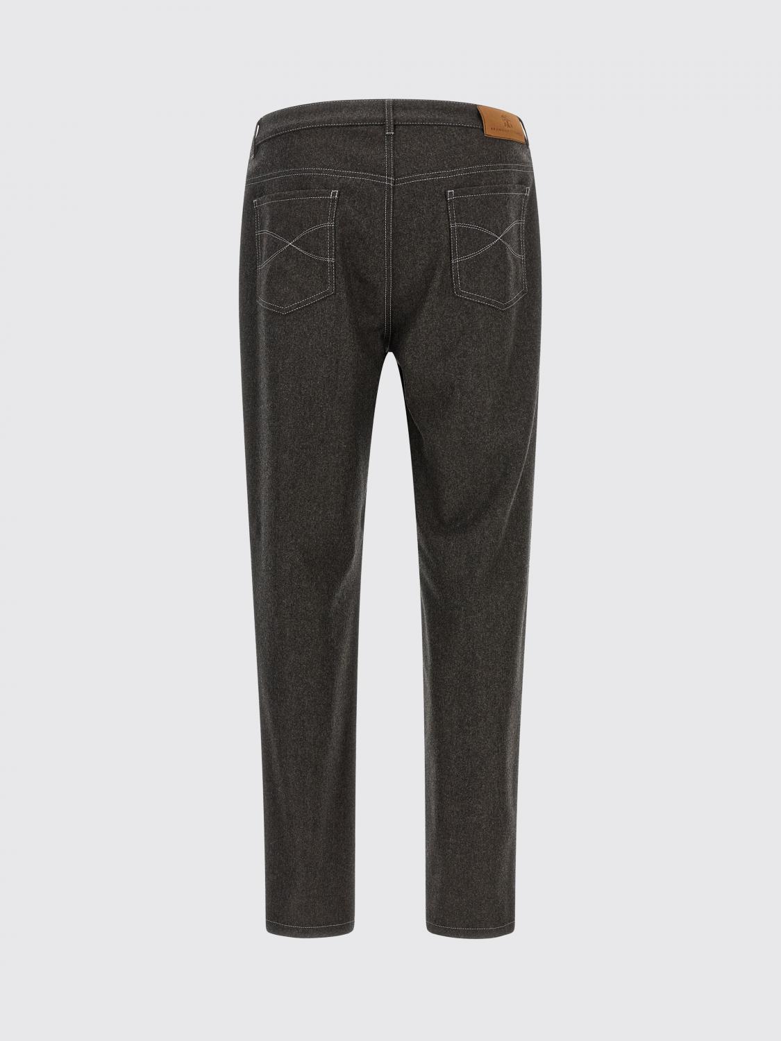 BRUNELLO CUCINELLI JEANS: Five-Pocket Straight-Leg Trousers Brunello Cucinelli Crafted in Wool Felt, Grey 1 - Img 3