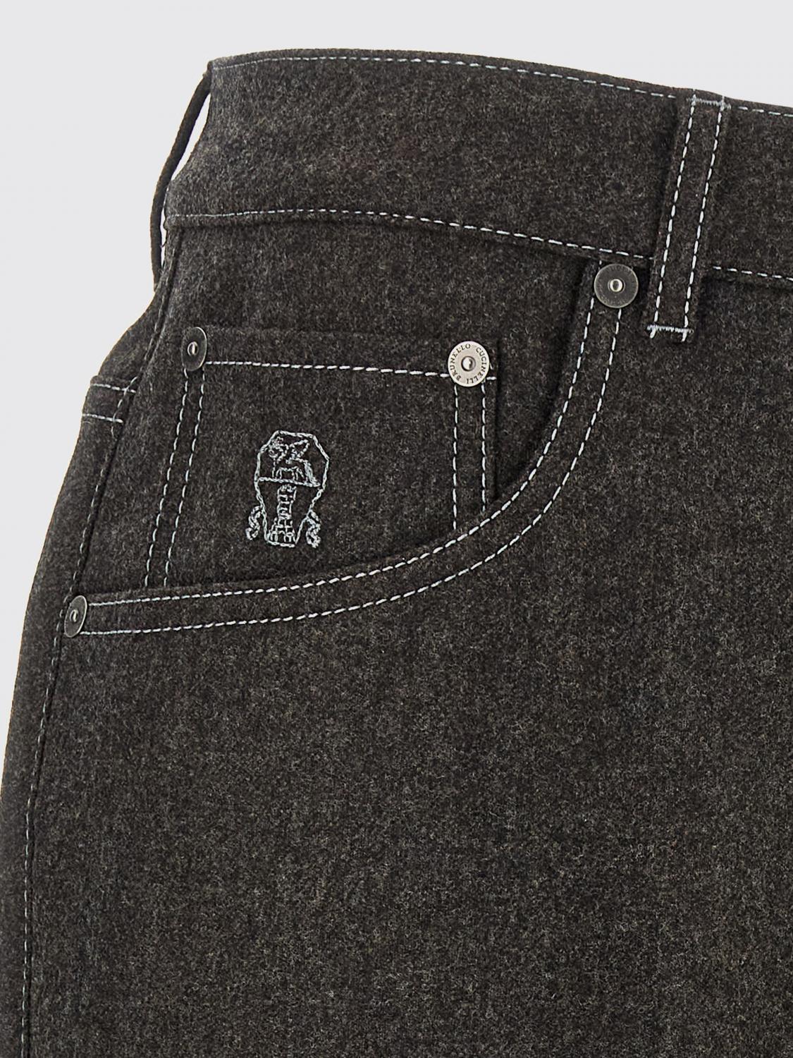 BRUNELLO CUCINELLI JEANS: Five-Pocket Straight-Leg Trousers Brunello Cucinelli Crafted in Wool Felt, Grey 1 - Img 4