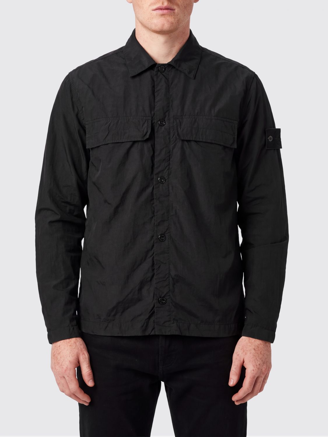STONE ISLAND JACKE: Kapuzen-Daunenjacke Stone Island Ghost Capsule aus recyceltem Funktionsgewebe, Schwarz - Img 1