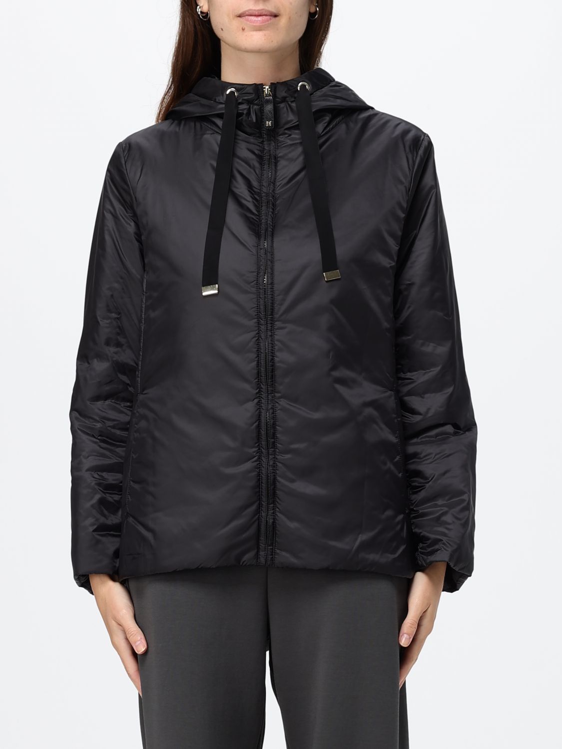 MAX MARA THE CUBE JACKET: Hooded Short Windbreaker Max Mara The Cube in Technical Fabric, Black - Img 1