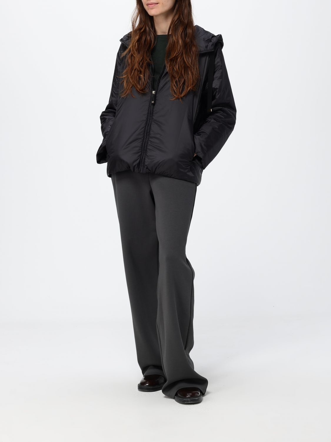 MAX MARA THE CUBE JACKET: Hooded Short Windbreaker Max Mara The Cube in Technical Fabric, Black - Img 2