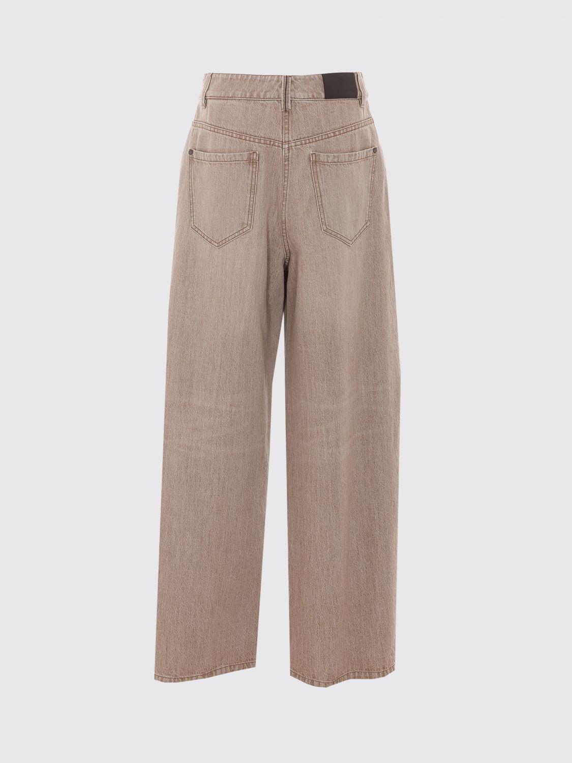 BRUNELLO CUCINELLI JEANS: High-Waisted Wide Leg Cotton Denim Jeans by Brunello Cucinelli, Beige - Img 3