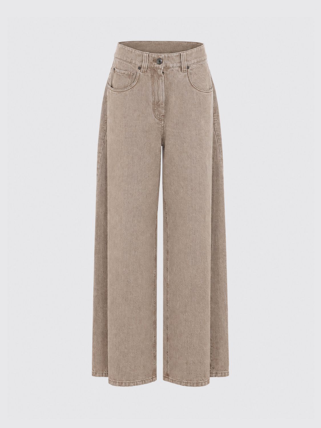 BRUNELLO CUCINELLI JEANS: High-Waisted Wide Leg Cotton Denim Jeans by Brunello Cucinelli, Navy - Img 2